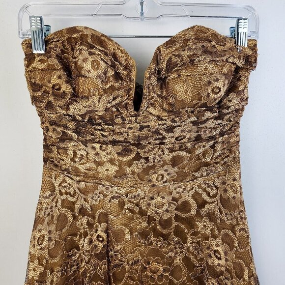 Niki Livas Gold Lace Vintage Y2K Party Dress Cocktail Princesscore Formal Prom - Picture 3 of 8